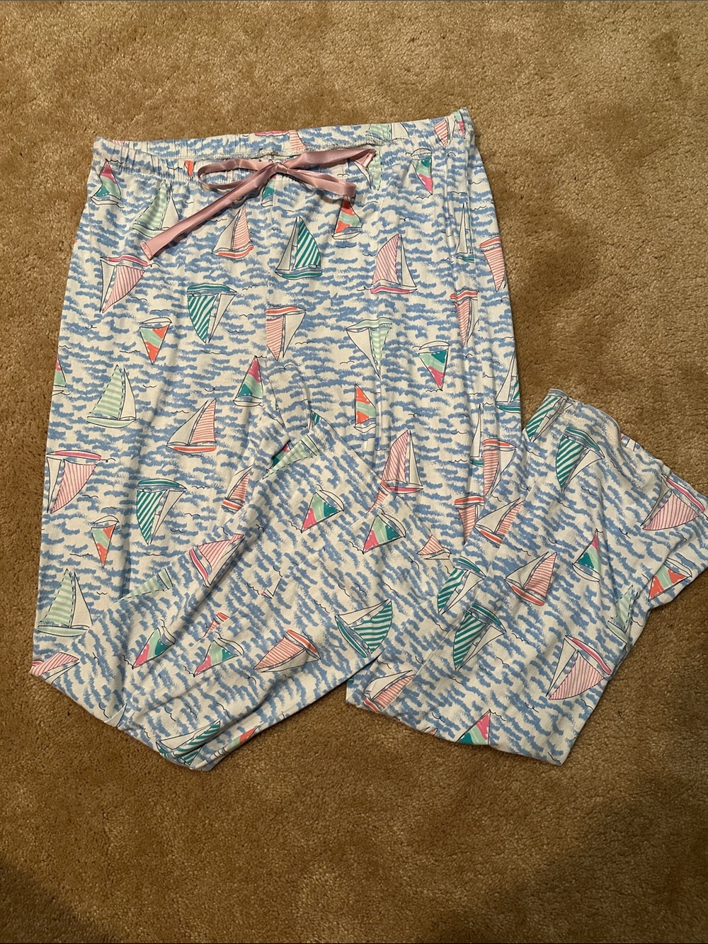 Caribbean Joe Women’s Print Pajama Set - Pink & Blue